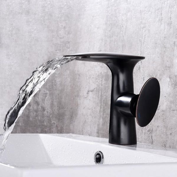 

bathroom sink faucets basin faucet waterfall style all black ancient continental european tap copper custom and cold water tap1