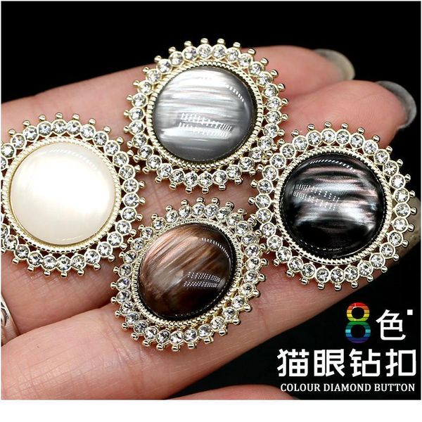 

gold metal pearl clothing accessories buttons coat diamond decorative button jewelry flower vintage sewing apparel snap bbyfqk, Blike;white
