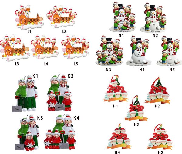 

christmas ornaments personalized family 2 3 4 5 6 snowman with face mask hand sanitized pvc xmas tree decorating creative pendant toys