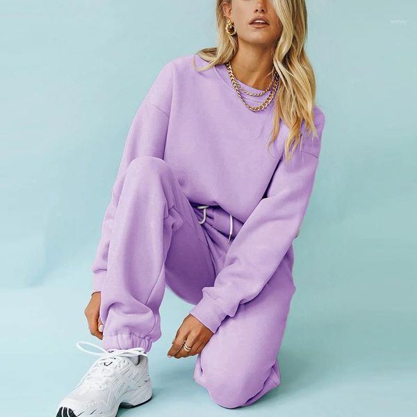 

solid casual tracksuit women sports 2 pieces set sweatshirts pullover hoodies suits 2020 autumn home sweatpants outfits clothing1, Gray