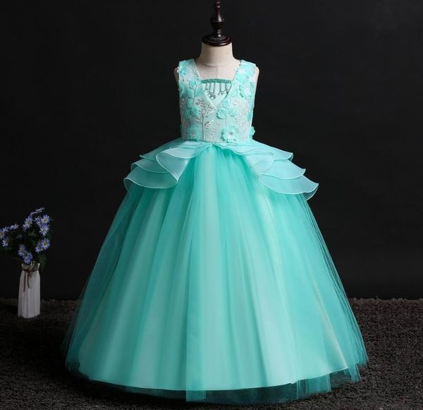 

lavender mint green applique kids communion birthday party weddings bridesmaid dress children flower ball gown girl dresses, Red;yellow