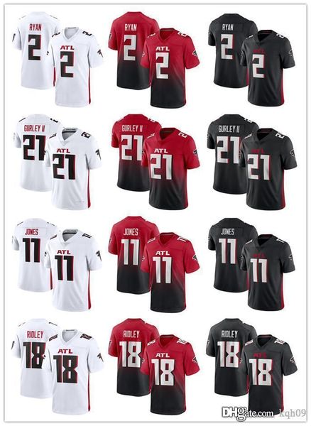 

2020 хулио джонс джерси мужчины женщины молодежь юлио джонс джерси тодд гурли мэтт райан ii кальвин ридли футбольные майки черный красный бе, Black;red