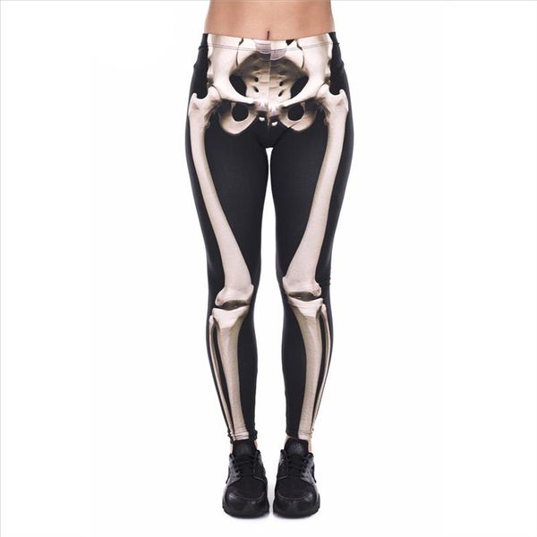 

thigh skeleton polyester leggings push up fashion pants high waist workout jogging for women athleisure training leggings, Black