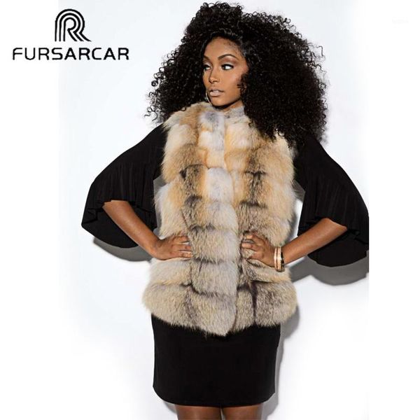 

fursarcar 2019 new winter real fur vest women winter genuine red fur vest waistcoat thick warn natrual vests1, Black