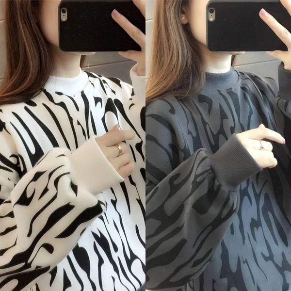 

ew autumn clothing plush thickened loose women's sweatervip1q, Black