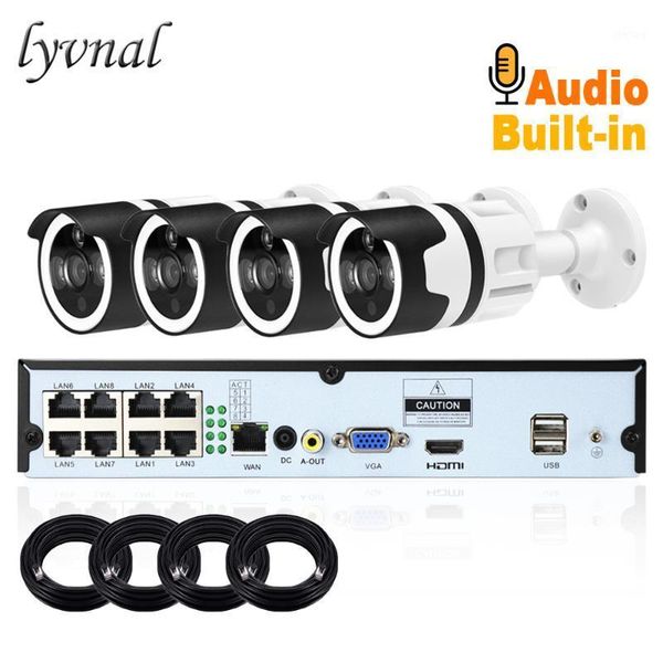 

lyvnal h.265 8ch poe nvr kit security ip camera 2mp system 4ch 1080p poe camera with audio p2p surveillance 4ch system kit1