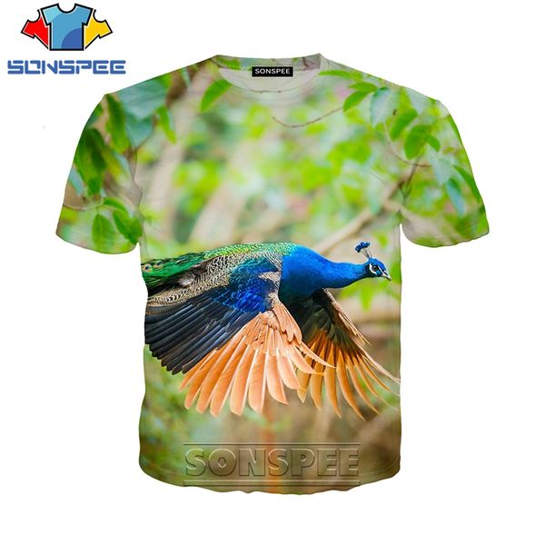 

bird elegant peacock 3d print shirts harajuku humor funny men clothing
