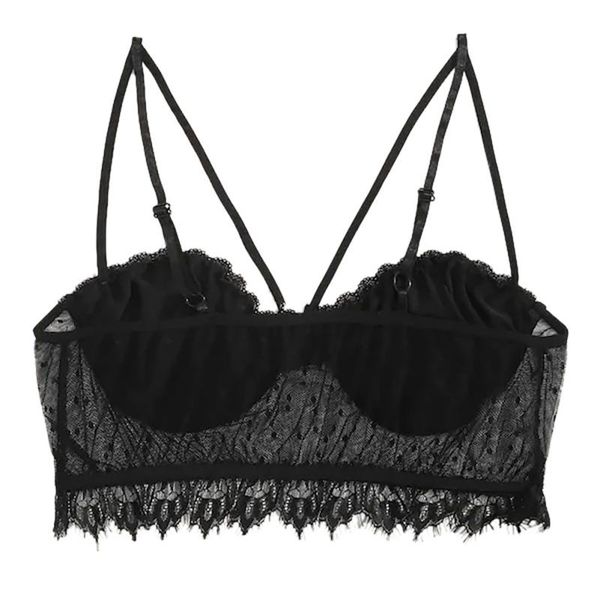 

wireless black lace bras women bras lace bralette halter lingerie, Red;black