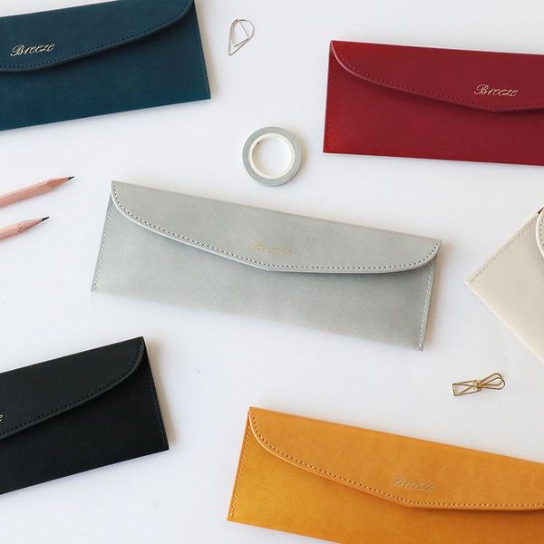 

pencil cases novelty simple generous pu leather pouch case bag holder school office supplies
