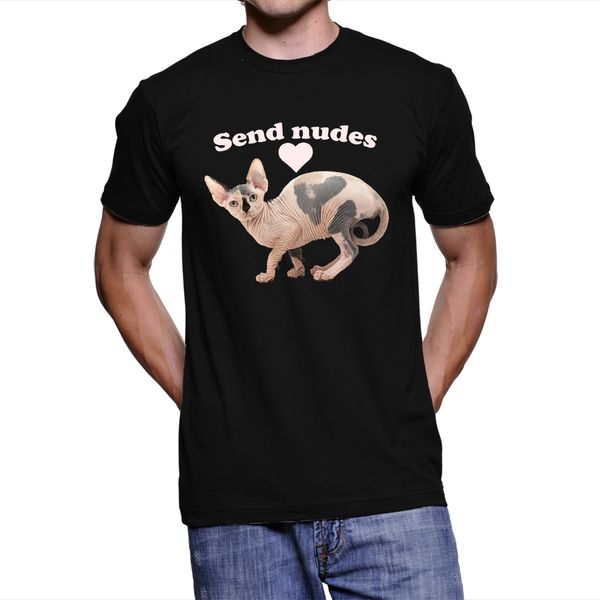 

t - shirt uomo sphynx cat send nudes sport hooded sweatshirt hoodie