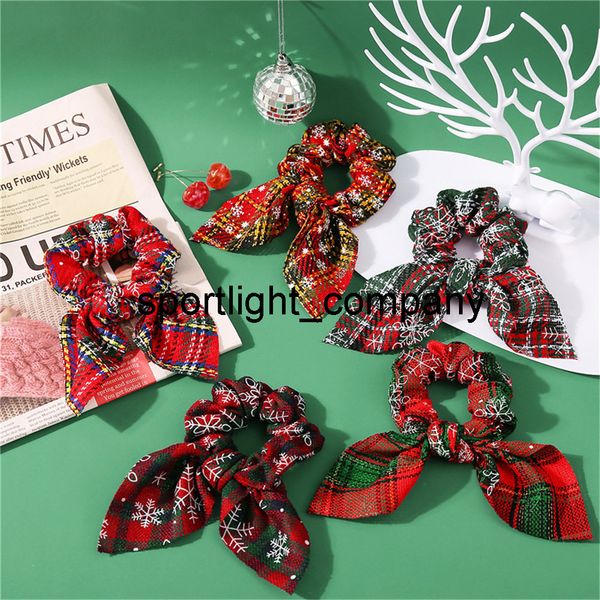 

2020 fashion christmas scrunchies diy elastic bow knot handmade headbands hair rope ponytail holder headdress hair accessories, Slivery;white