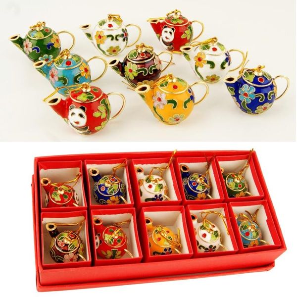 

christmas decorations wholesale 10pcs beijing cloisonne teapot crafts silk enamel