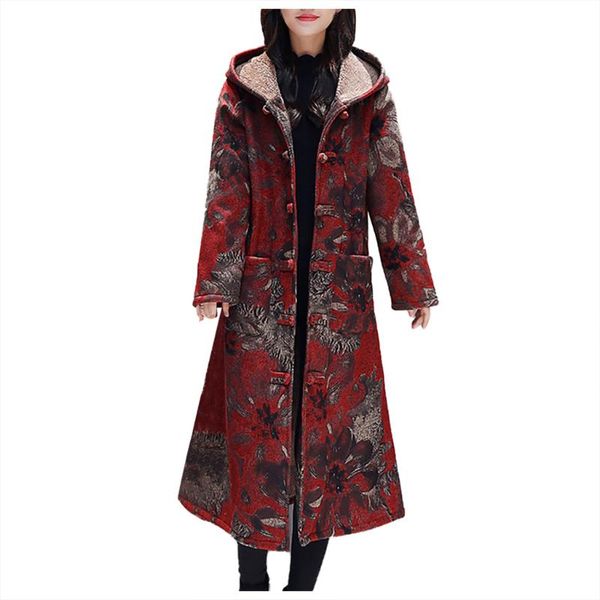 

women's jackets women jacket womens winter long sleeve vintage fleece thicken coats button coat outcoat outwear #40%, Black;brown