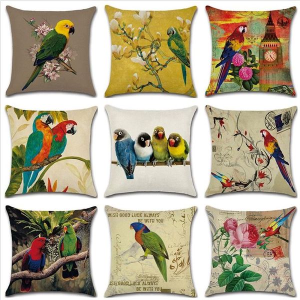 

площадь хлопок лен тропические птицы printed throw наволочка parrot скороговорка подушка обложка cojines decorativos para диван оптовая кпт