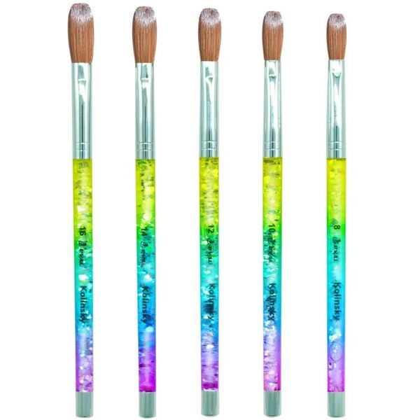 

nail brushes eval rainbow aqua 100% kolinsky sable hair brush acrylic uv gel manicure powder pedicure with liquid glitter handle, Yellow