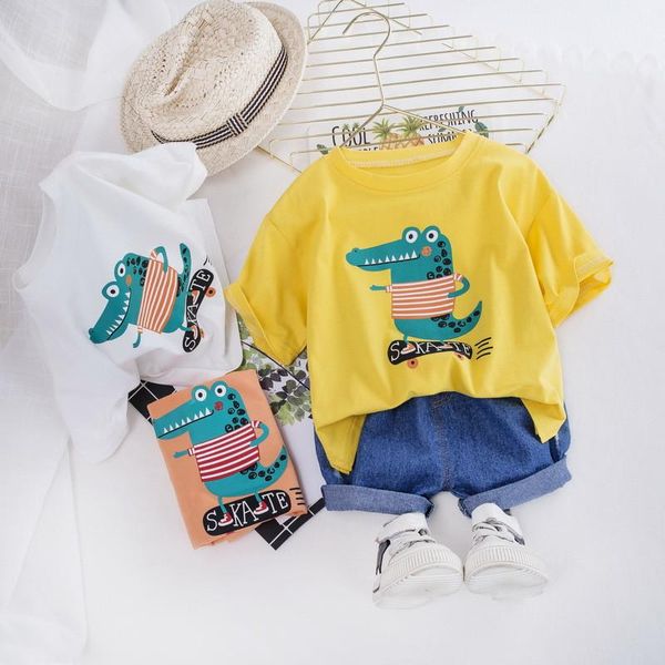 

летние девочки мальчик одежда костюм дети младенца вскользь печати t-shirt + denim новорожденные брюки одежда set одежда малыша, White