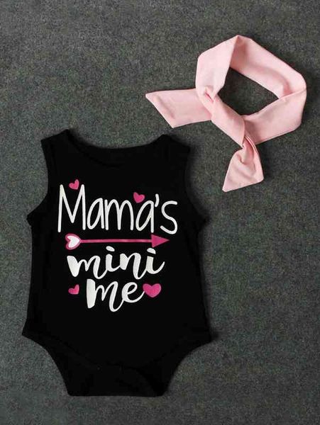 

baby girl letter graphic tank bodysuit with headband she, Blue