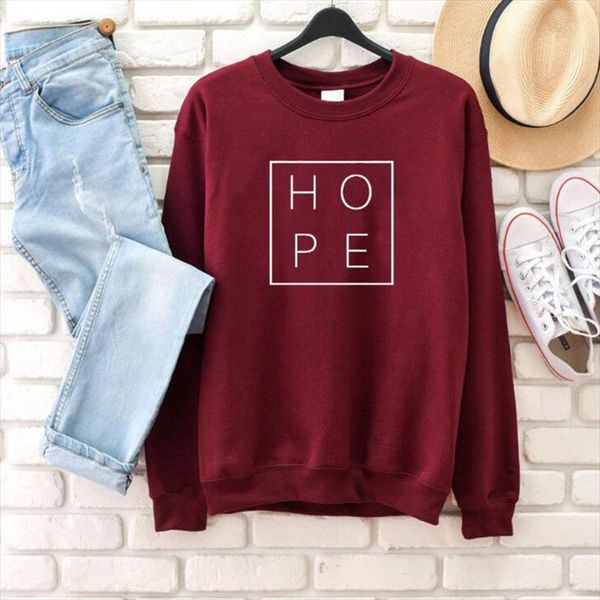 

надежда письмо печати женщины crewneck толстовка христианская вера hoodie tumblr harajuku с длинным рукавом топы перемычка пальто drop доста, Black