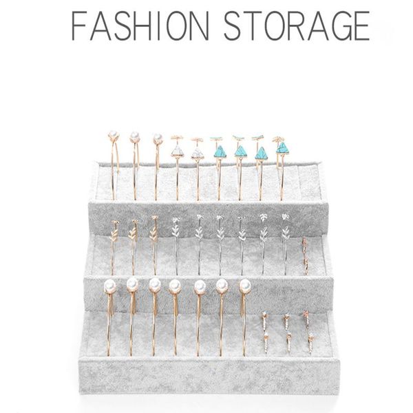 

black/grey bracelet holder showing rack 30 slots velvet ring storage bracelet display tray 24*26*19cm, Pink;blue