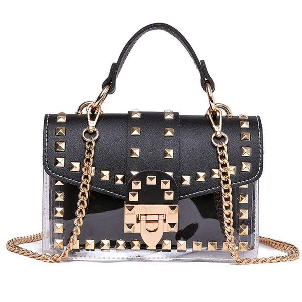 

clear chain crossbody purse transparent rivet handbag shoulder bag