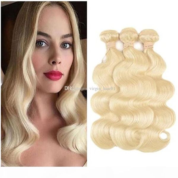 

blonde human hair bundles body wave peruvian virgin hair weave 3pcs lot #613 blonde body wave hair extensions no tangle no shed, Black;brown