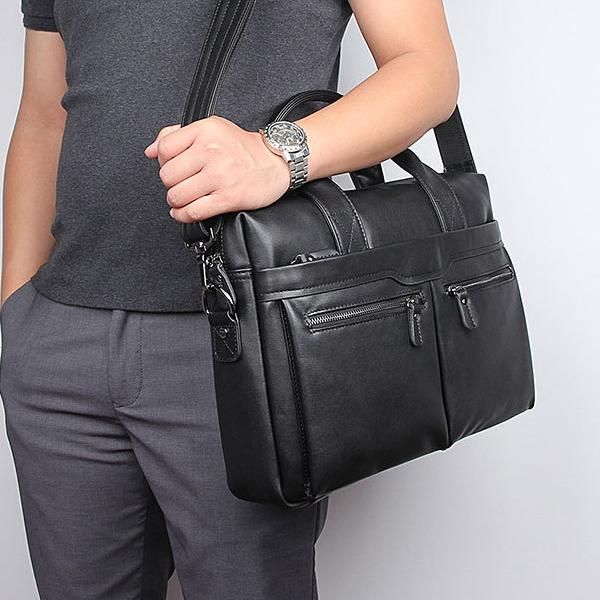 

100% genuine leather men business briefcase ok for 14" lapbag