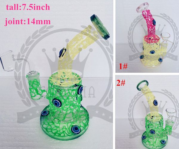 New Arrival Hookahs Glass Bongs com 5 braços Câmara reciclador Perc tubo de água Dab Rig Shisha Hookah 14mm articulação