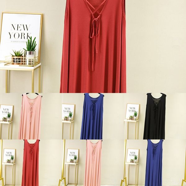 

d9ndq open back women's large bit cotton mid vest loose skirt dress vest thin sleepdress sleeveless large swing long skirt kz14p, Black;gray