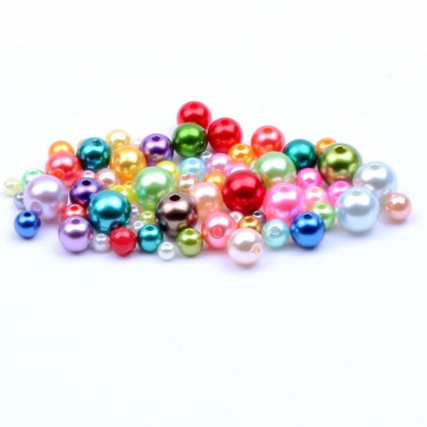 

mixed sizes 4 6 8 10mm 300pcs imitation round resin beads for jewelry making crafts pearl with hole diy decoration, Silver;gold