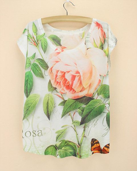 

цветочные печати топы 2021 горячие продажи цветочный лист весна 3d печать рубашки для женщин сплошной круглый воротник продвижение женщины ф, White