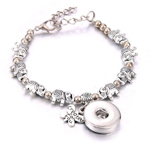 

2019 new 18mm snap bracelets elephant charm bead bangle & bracelet fashion jewelry for w bbycgh, Golden;silver