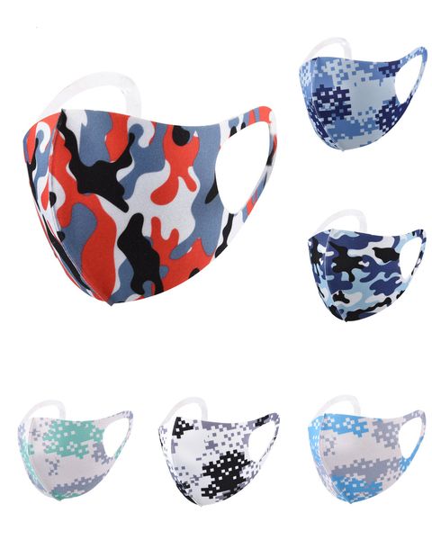 

designer face mask reusable face mask printed camouflage ice silk sunscreen dustproof and breathable luxury masks, Silver