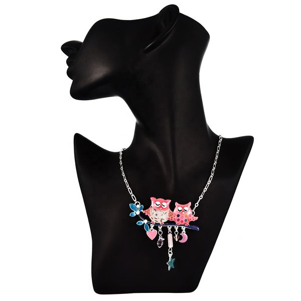 

women necklace cute couple owl pendant necklace for kids jewelry women&girls silver color chain heart star choker necklaces