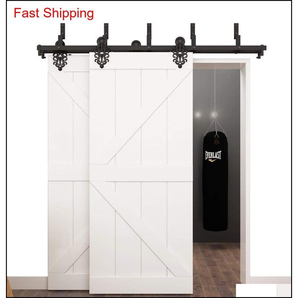 

2 doors bypass royal pattern black steel sliding barn door hardware double closet door interior door roll qylzep bde_luck