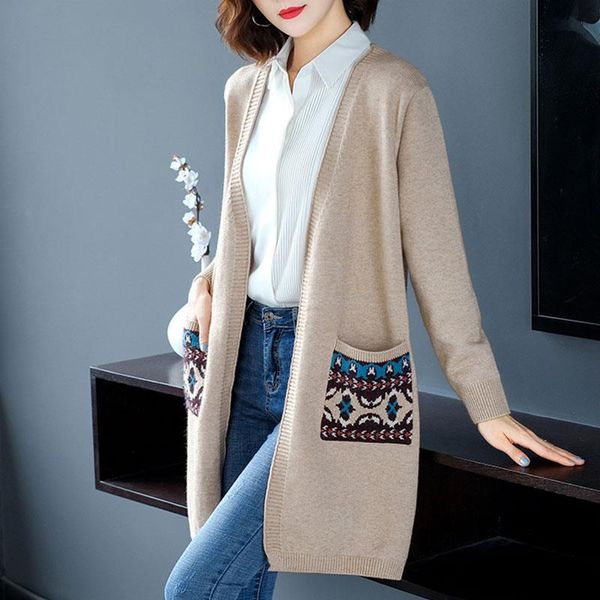 

women's knits & tees 2021 long knitted cardigan women sweater autumn winter sleeve oversized coat loose ladies clothes outwear, White
