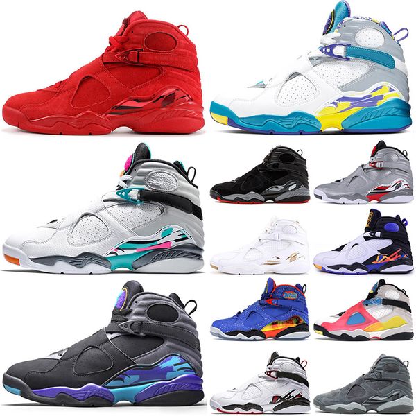 

valentines day basketball shoes 8 8s aqua black jumpman sport mens womens cool grey chrome trainers, White;red