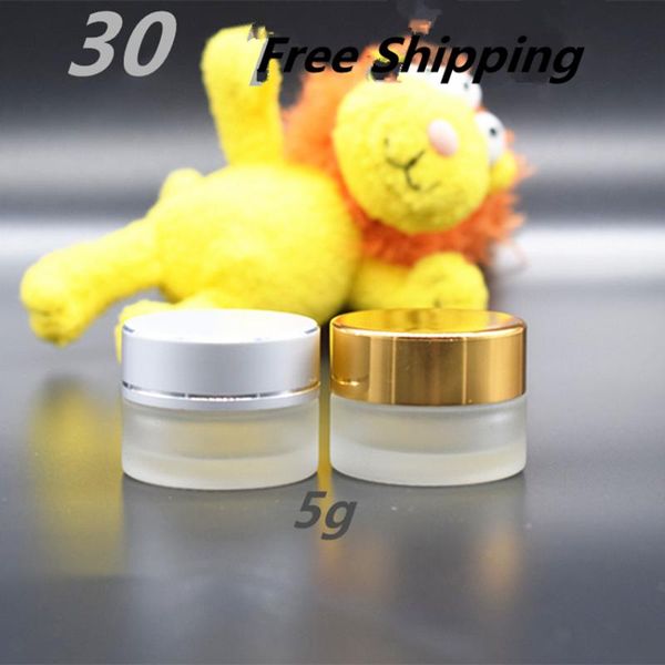 

storage bottles & jars 30pcs 5g frosted glass cosmetic cream jar classical small container vials black silver gold color cap lid