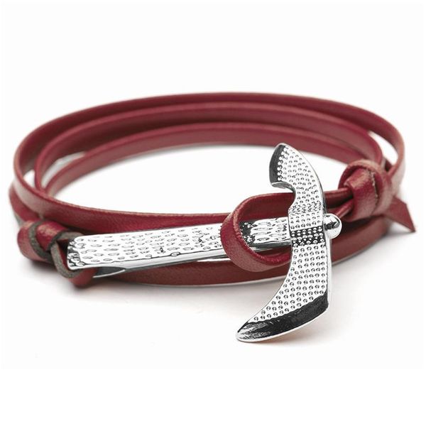 

charm men anchor bracelet multilayer leather survival bracelet metal axe anchor style gift for men women fashion qylski