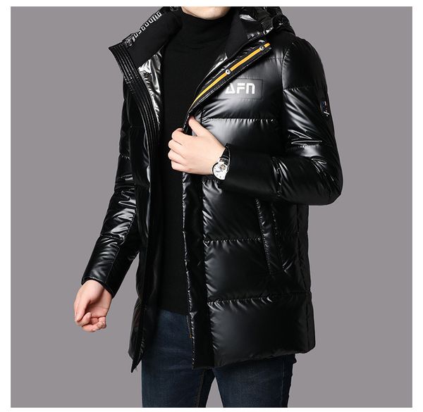 

2020 new winter hooded fashion men's down jacket thick warm down jacket men quality assurance, Black