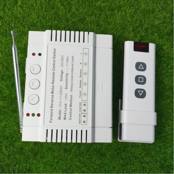 

3000w ac220 v 380v 2 ch 40a relay rf wireless remote control for garage door/motor/projection screen/blinds limit