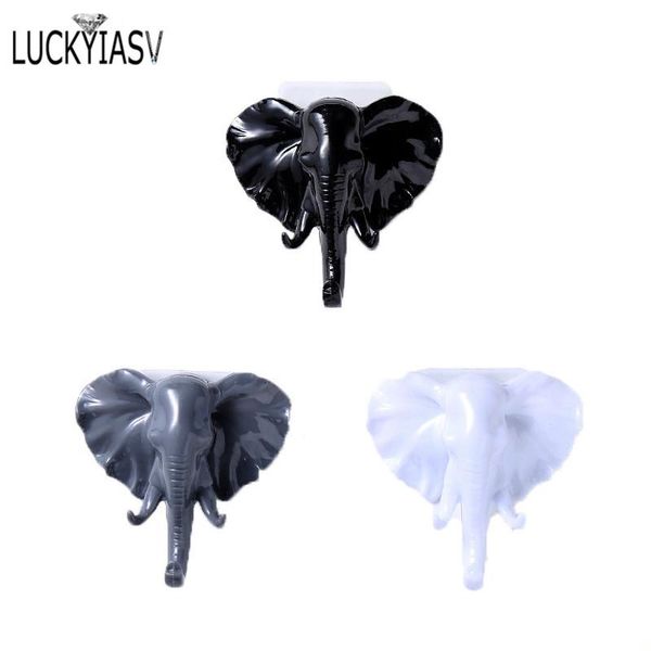 

jewelry pouches, bags keys hanger wall door cabinet holder creative animal head shape hook decor display rack elephant, Pink;blue