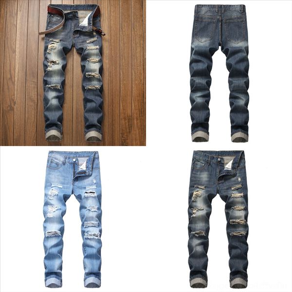 

nrz3y new hop distressed ripped biker jeans slim fit motorcycle biker denim jeans rip for man white men fashion designer hip mens hole, Black