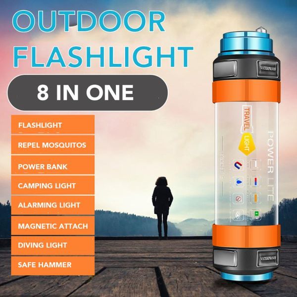 

multifunctional led camping lantern 7800mah tent light ipx8 waterproof rechargeable magnetic hiking working fishing