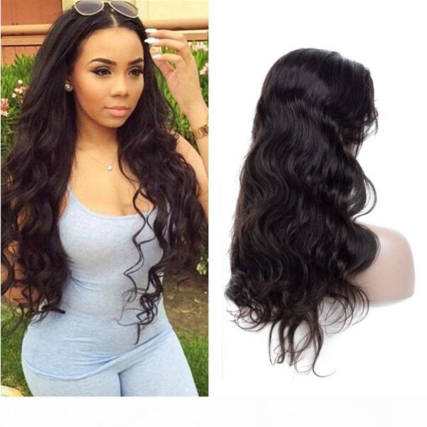 

indian virgin hair lace front wigs body wave 8-24inch human hair lace wigs natural color with baby hair, Black;brown
