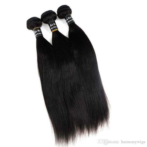 

virgin brazilian human hair weave straight hair bundles wefts 8~34inch unporcessed peruvian malaysian indian dyeable hair extensions, Black