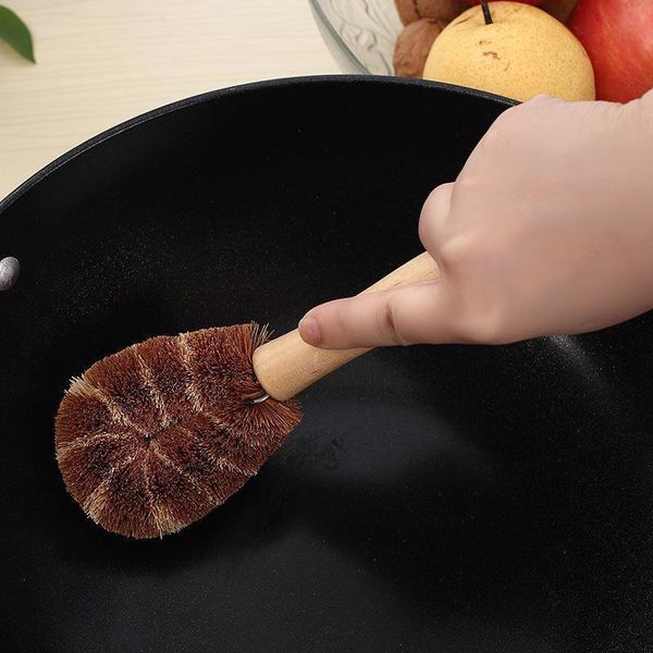

wooden handle pot dishwashing brush non stick oil coconut palm bowl cleaning brush kitchen wash bowl dishwashing brush h bbyavj