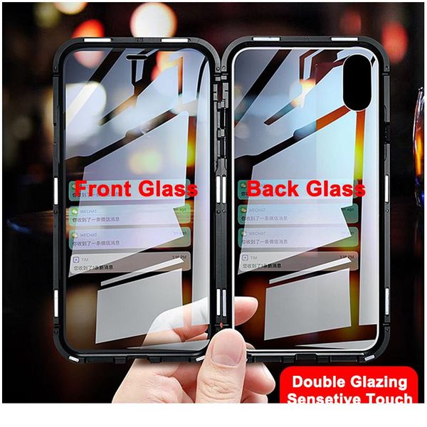 

360 magnetic adsorption metal case for iphone 12 11 pro max 12 mini double-sided glass case for iphone 11 12 jllvdq