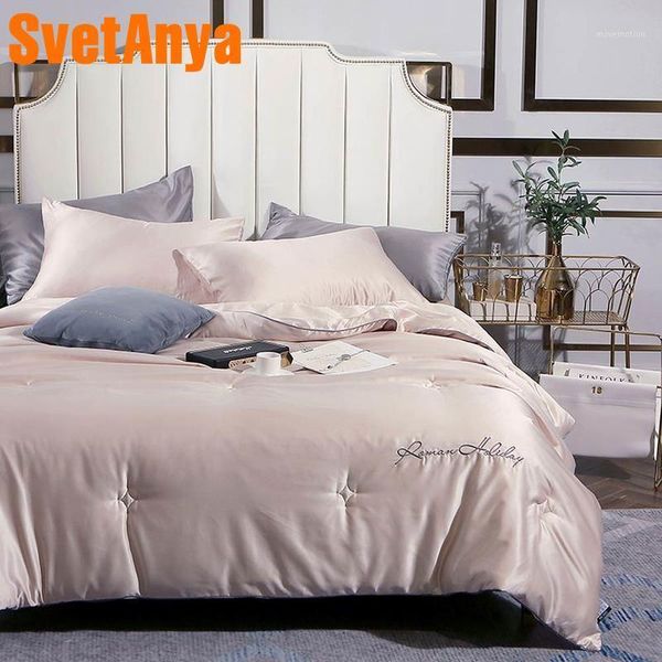 

svetanya artificial silk thin quilt embroidered solid color throws blanket1