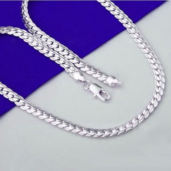 

925 hip hop silver snake кость ожерелье цепи 5mm20inch ссылка ожерелье для мужчин женщины заявления ювелирных изделий diy аксессуаров рождес