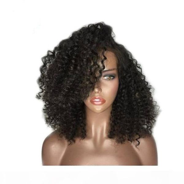 

new design lace front wigs natural balck soft kinky curly wavy with baby hair heat resistant glueless synthetic for black women, Black;brown